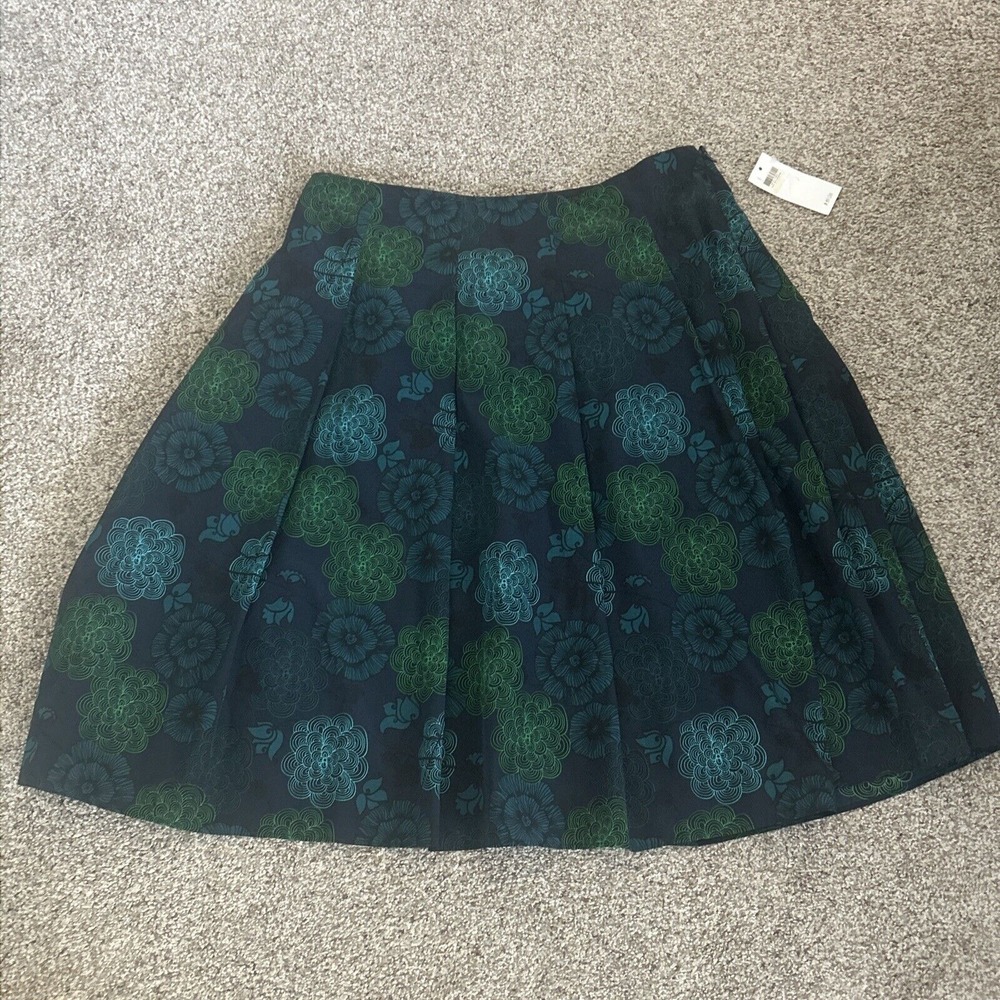 Liz Claiborne Womens Skirt 10 Mini ALine Flare‎ Blue White Floral Pleated Casual